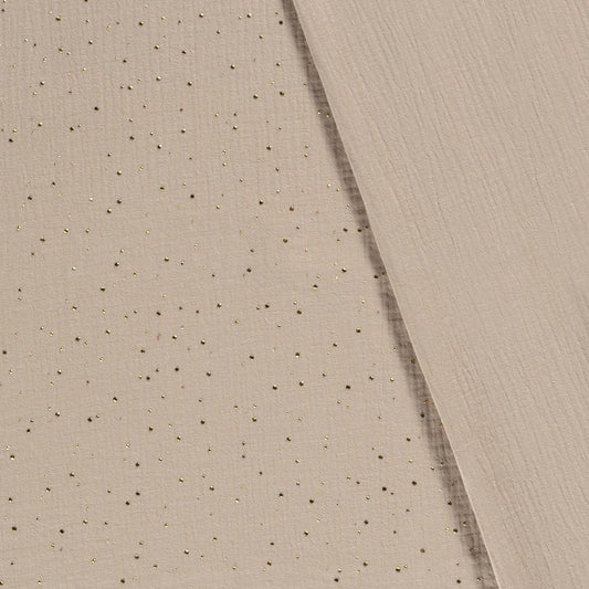 Musselina Pintinhas Douradas Castanho