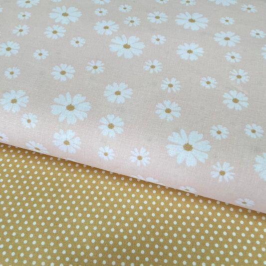 Poplin Salmão Margaridas