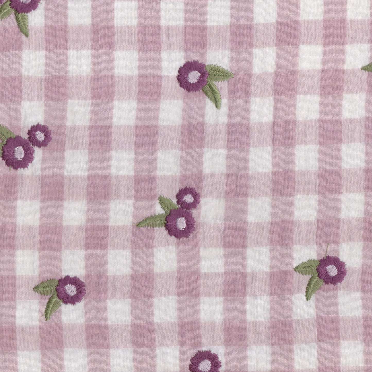 Musselina Xadrez Violeta Bordada