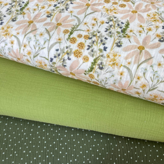 Musselina Flores Verde