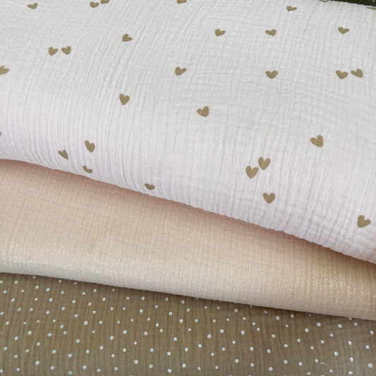Musselina Corações Bege