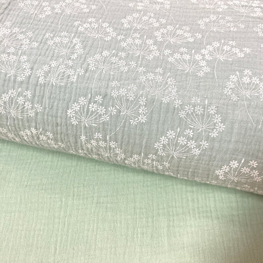 Musselina Raminhos Verde Água