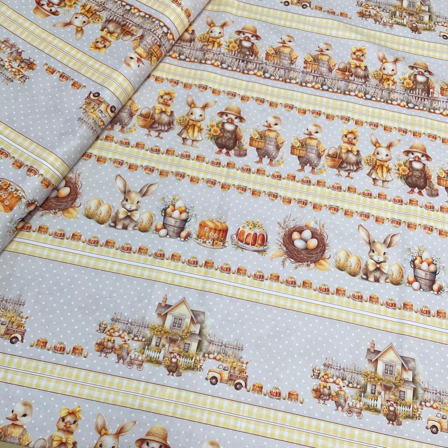 Poplin Barras Páscoa Amarelo