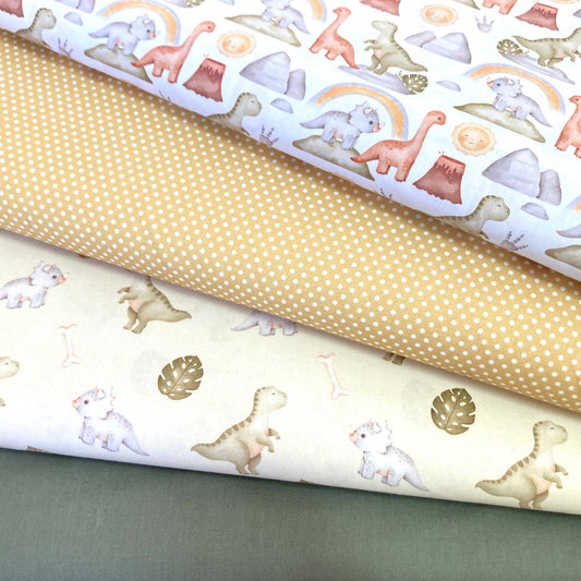 Poplin Dinossauros e Folhas