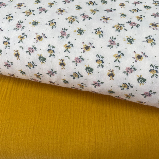 Musselina Flores Rosa e Amarelo