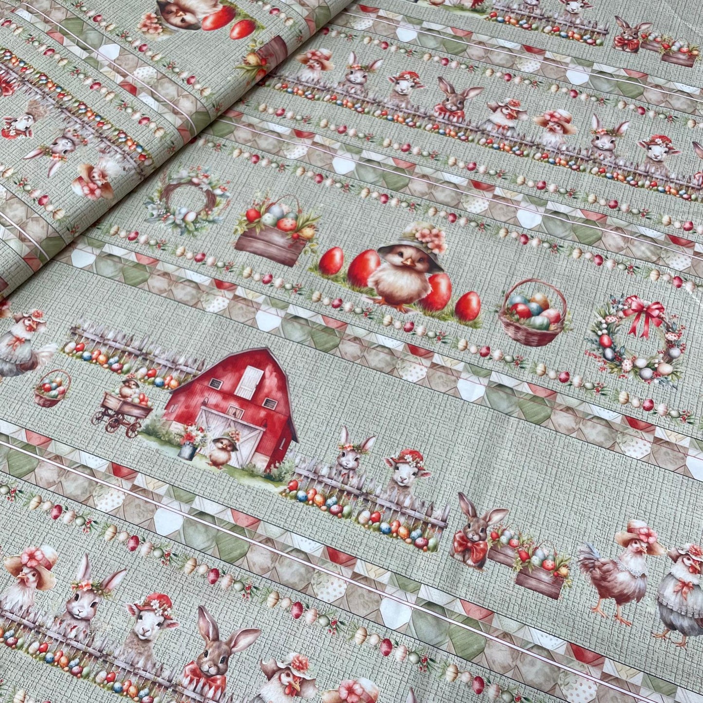 Poplin Barras Páscoa Verde