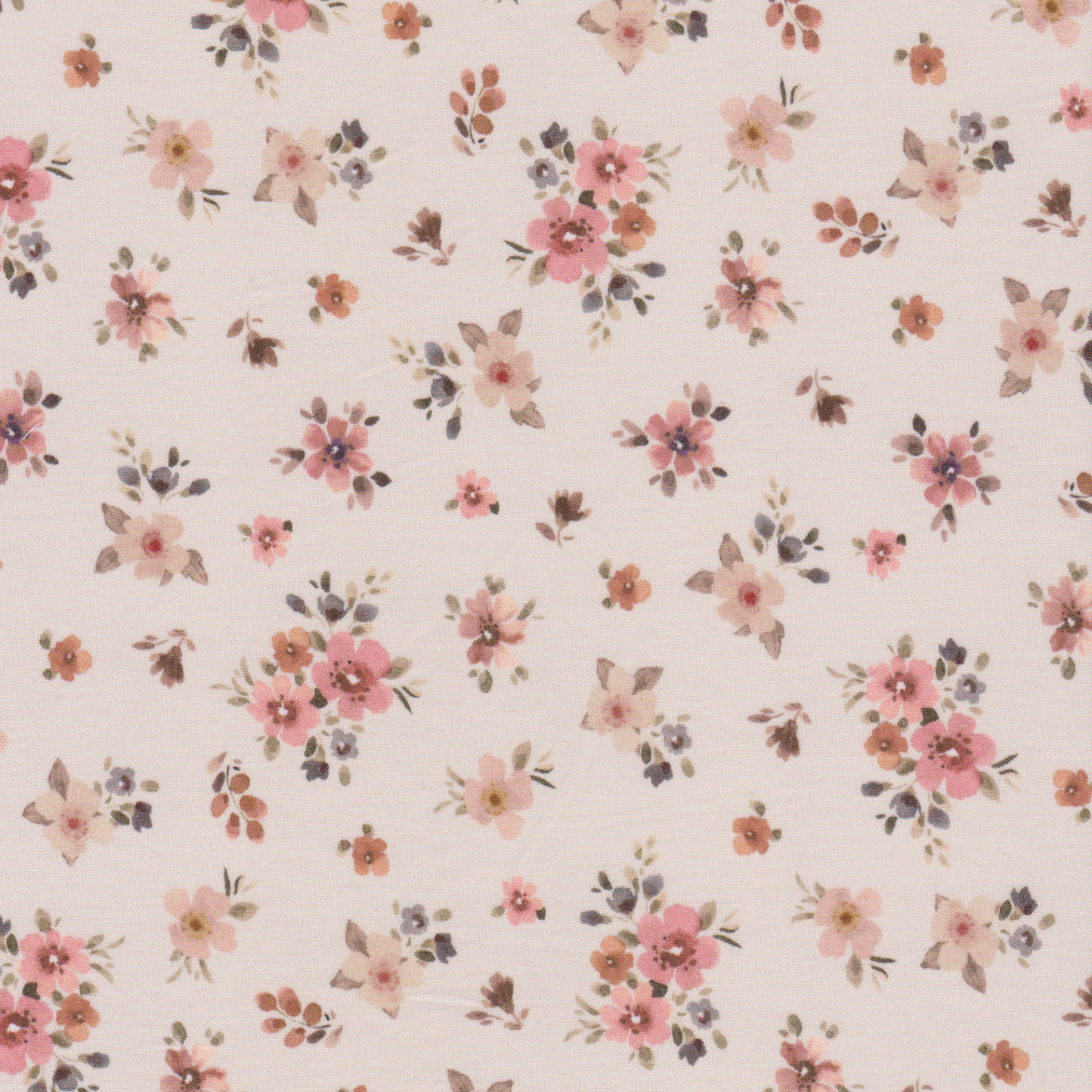 Poplin Flores Espaçadas Fundo Pêssego