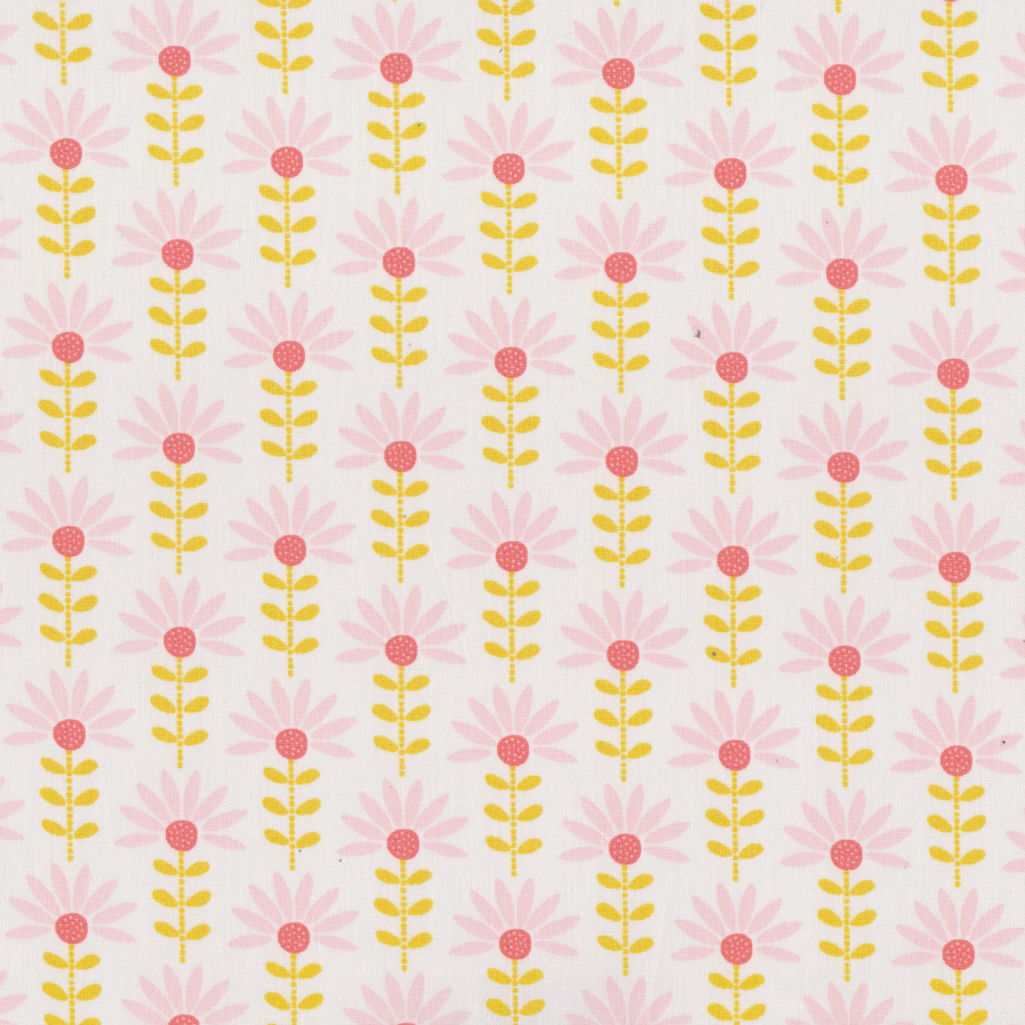 Retalho Poplin Flores Rosa e Amarelo - 35cm
