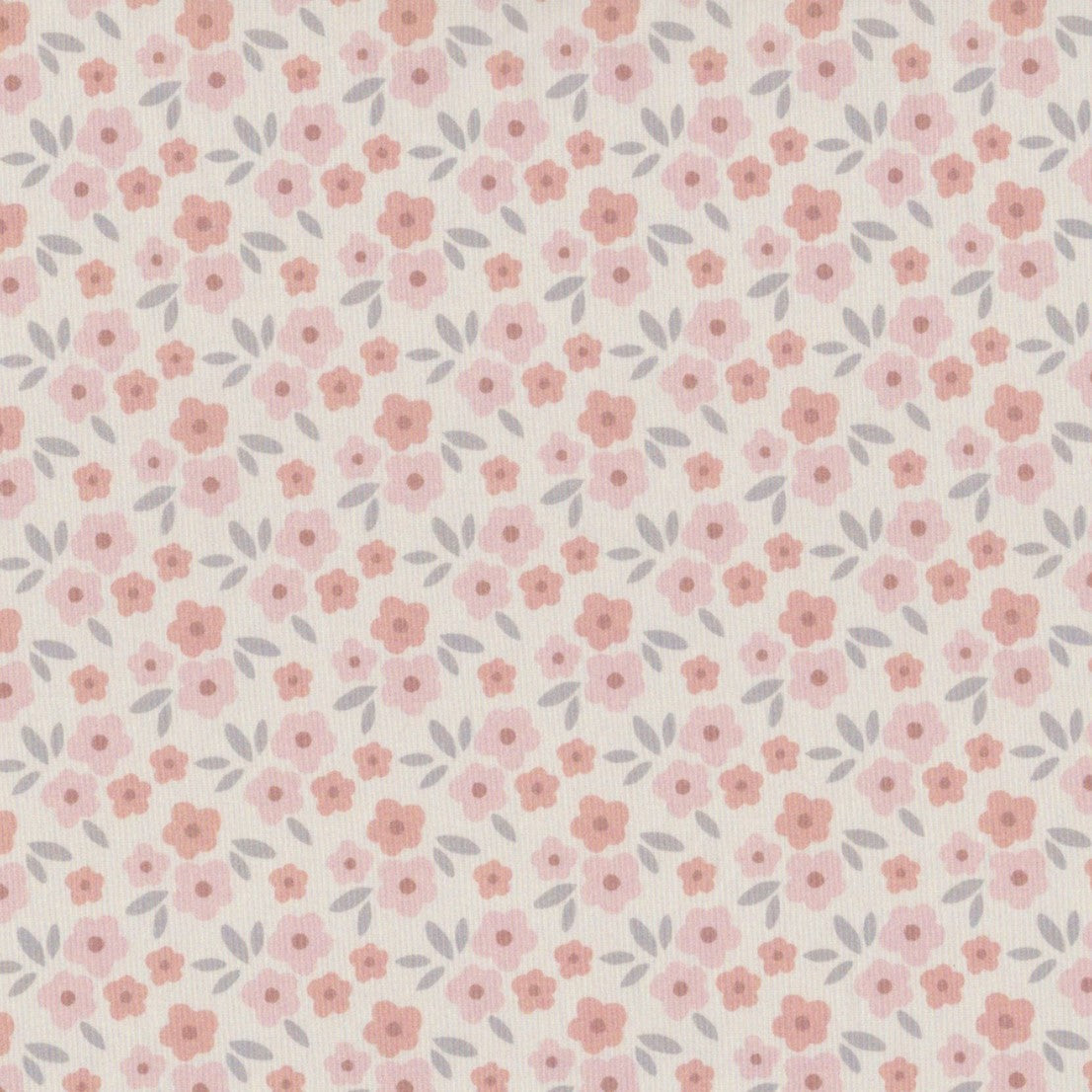 Poplin Flores Rosa e Cinza