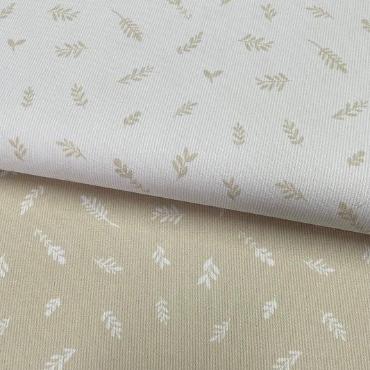 Fustão Branco com Folhas Bege