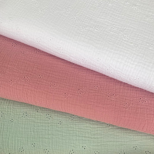 Musselina Bordado Inglês Branco