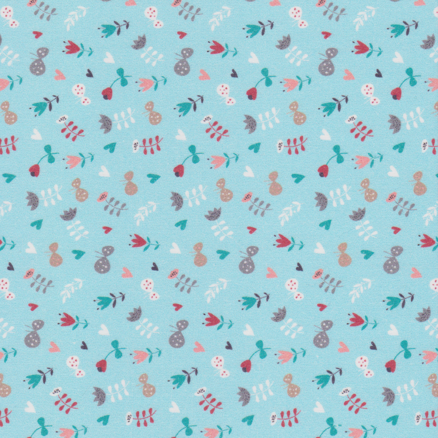 Poplin Flores Pequeninas Azul Turquesa