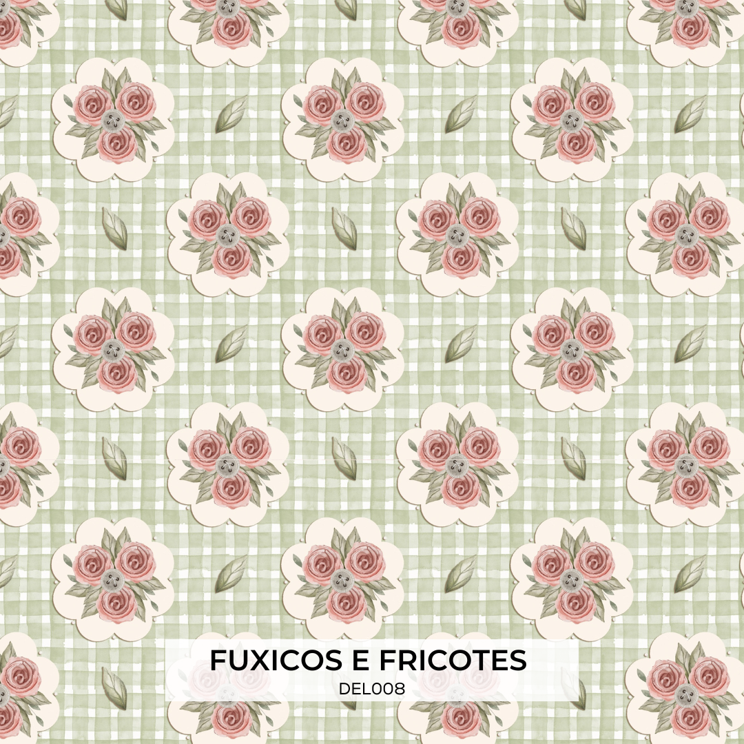 Poplin Camafeu Delicadeza Fundo Verde