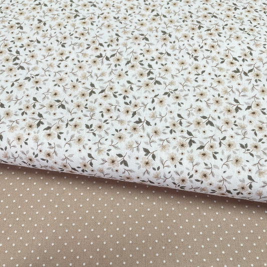 Percal Digital Flores Bege