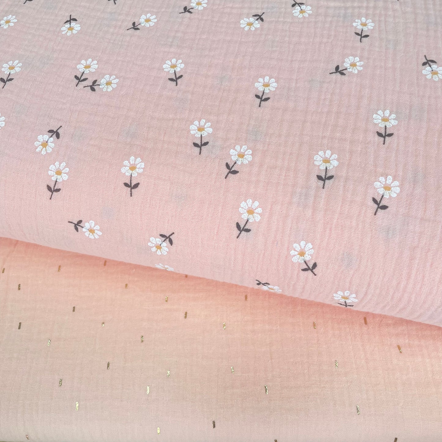 Musselina Margaridas Rosa Salmão