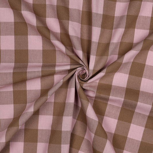 Poplin Vichy Grande Castanho e Rosa
