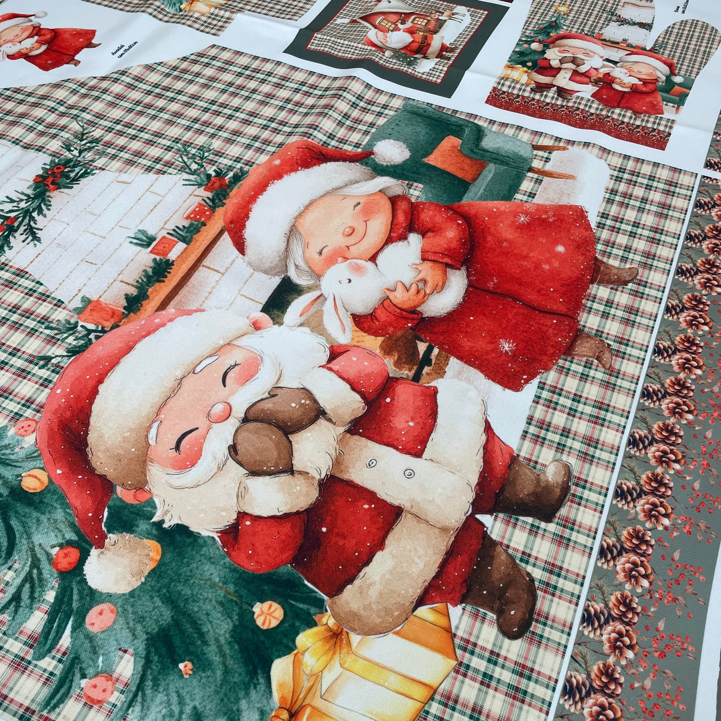 Painel Avental Pai e Mãe Natal com Coelhinho