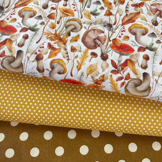 Poplin Cogumelos e Folhas