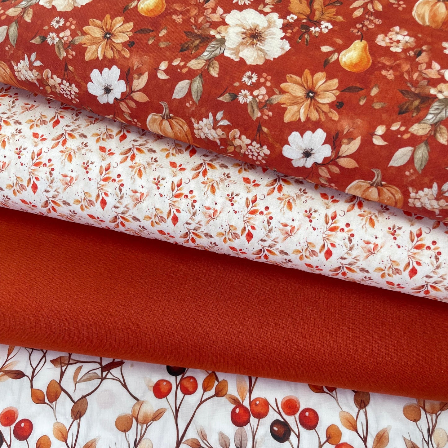 Poplin Terracota com Abóboras e Pêras