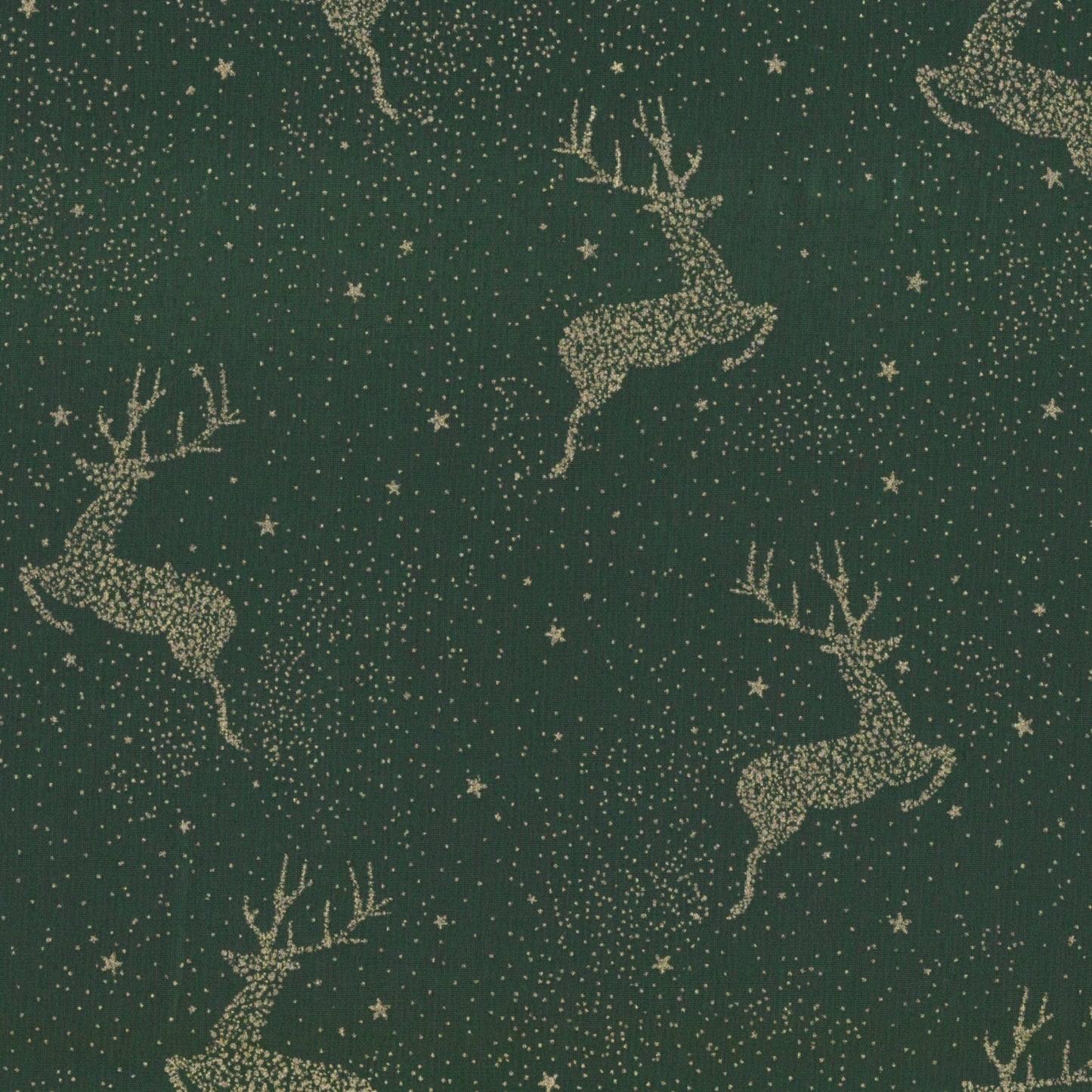 Poplin Renas Verde com Dourado