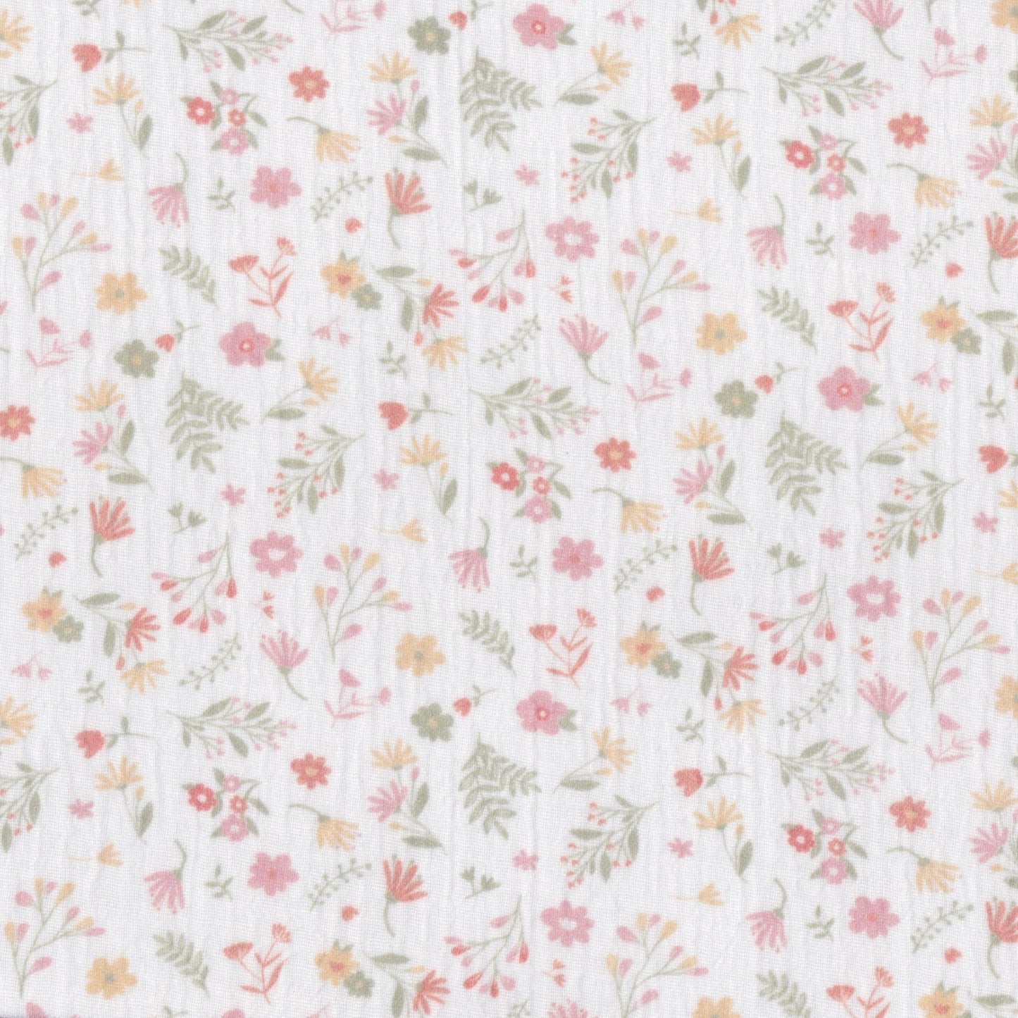 Musselina Floral Rosa e Verde