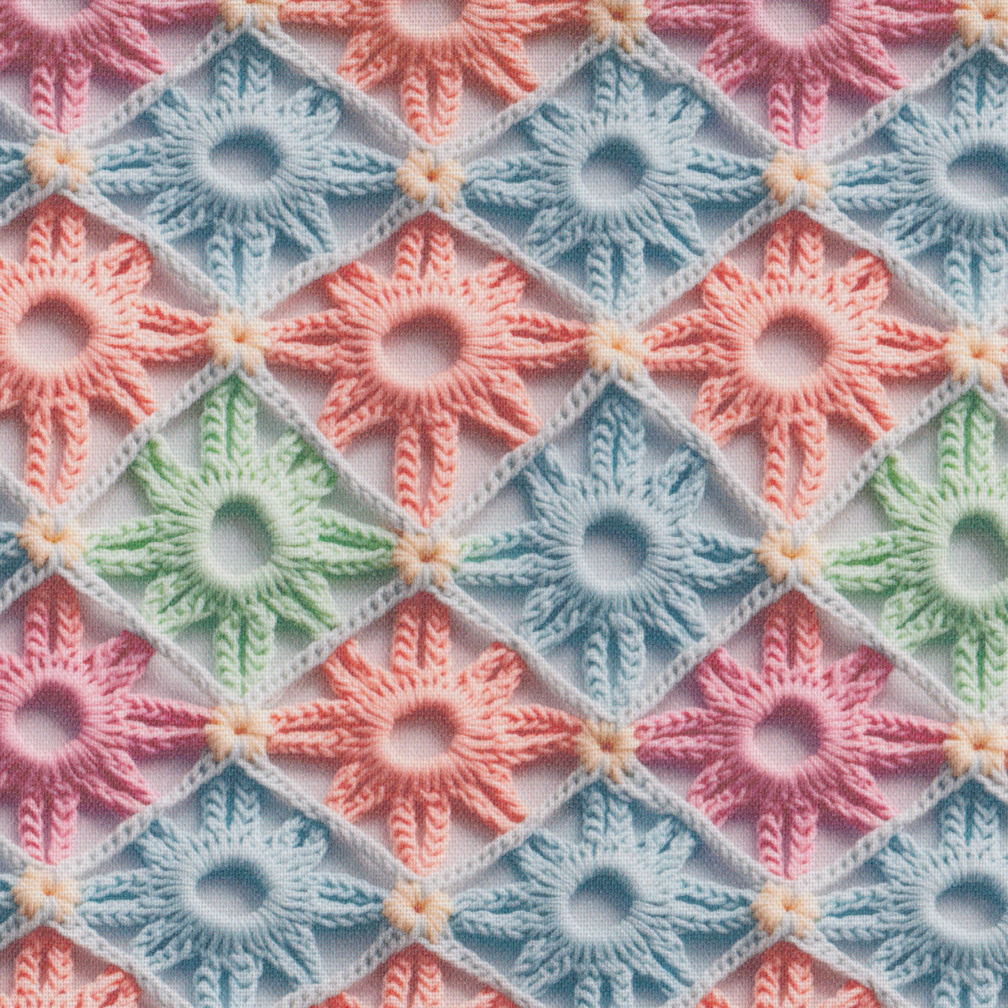 Canvas Crochê 3D Rosetas