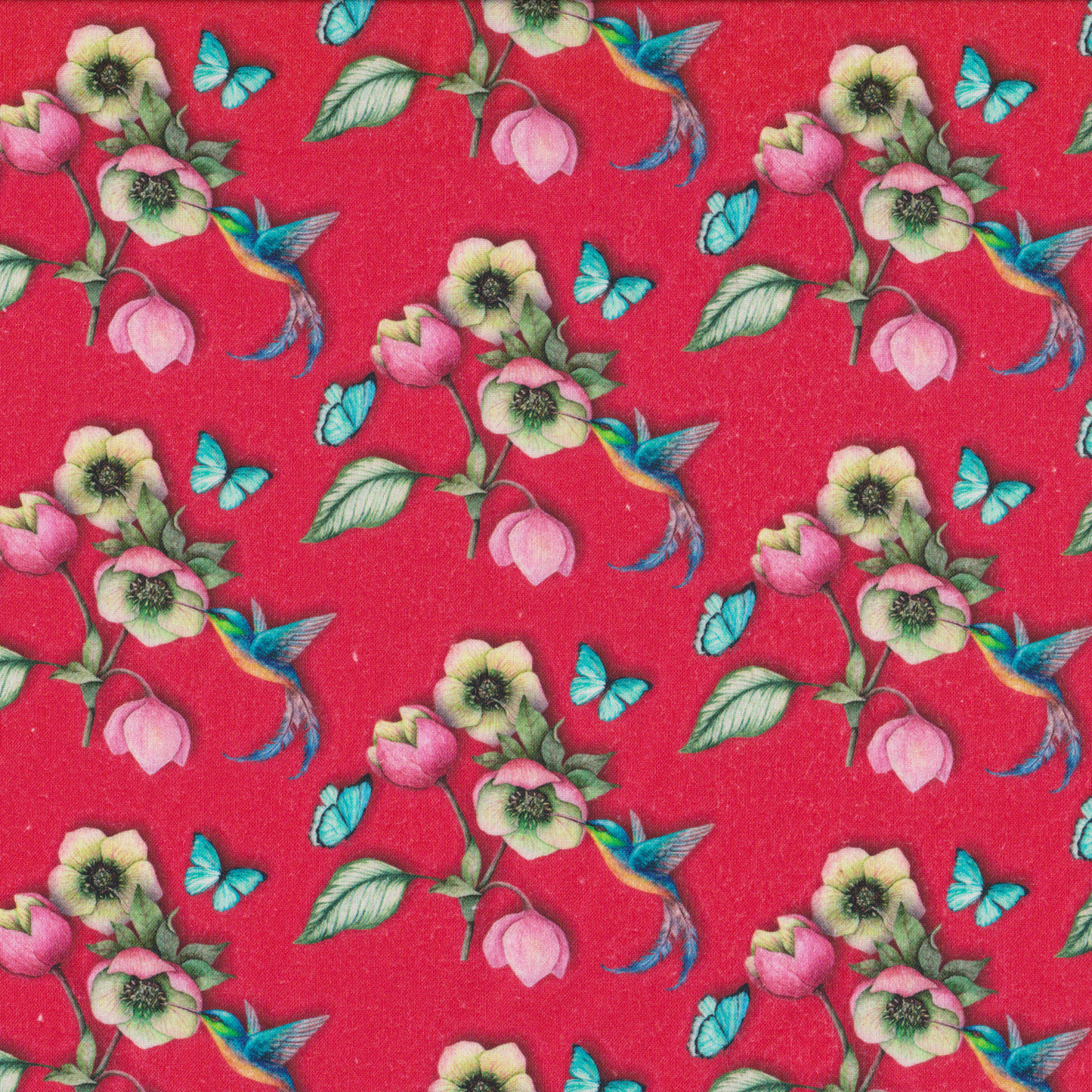 Retalho Poplin Flores e Colibris - 60cm