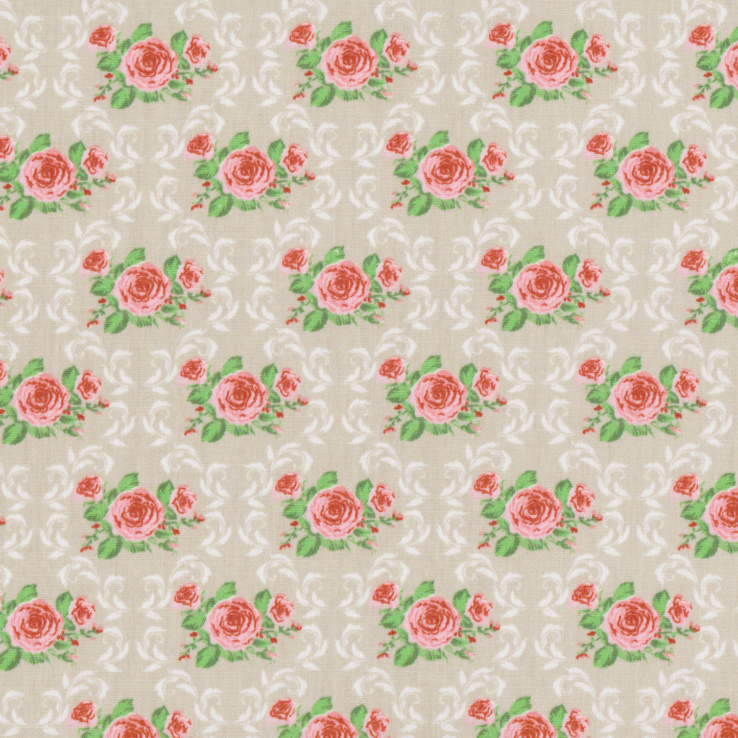 Retalho Poplin Flores Shabby Chic Bege - 140cm