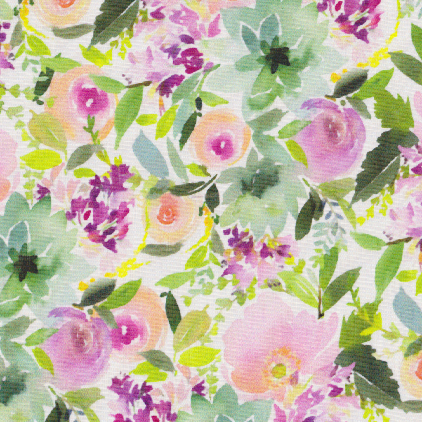 Voile Floral Verde e Rosa