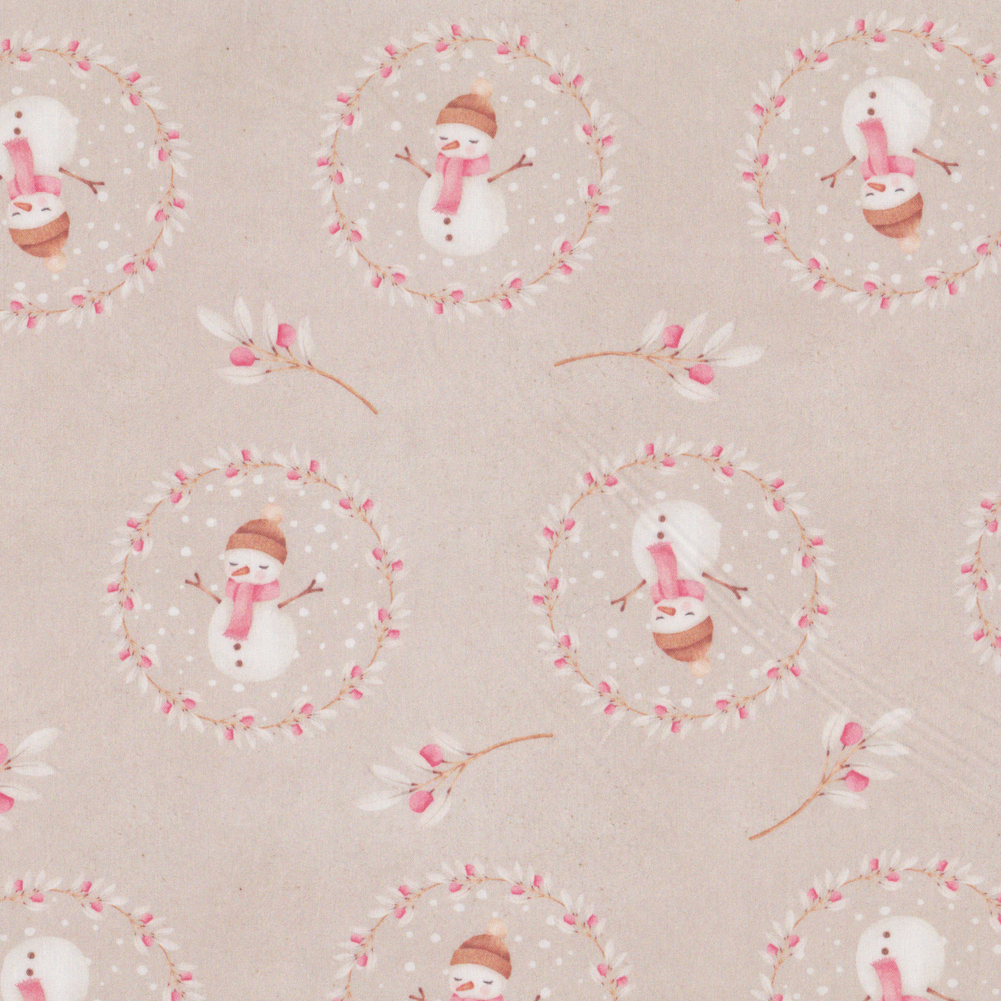 Poplin Bonecos de Neve Bege