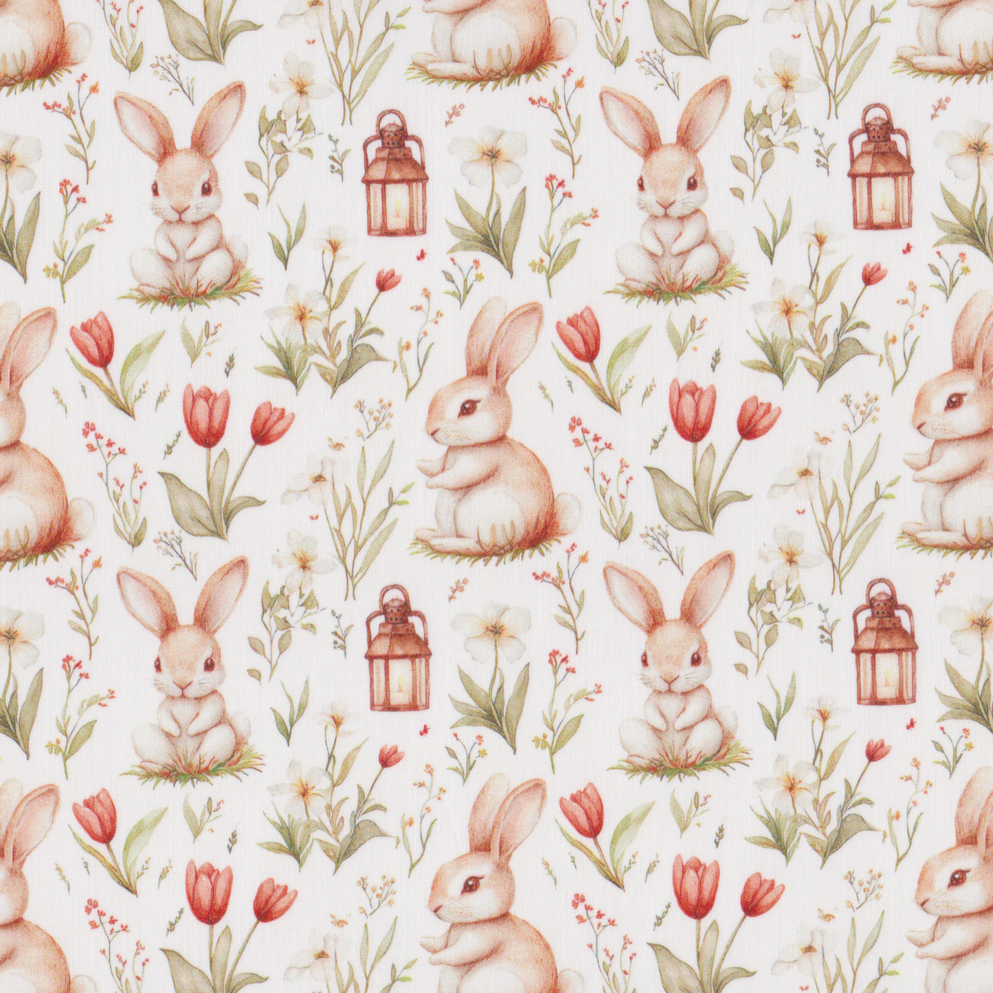 Poplin Coelhos e Tulipas