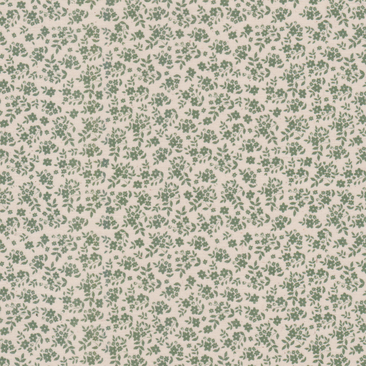 Poplin Cru Flores e Ramos Verde