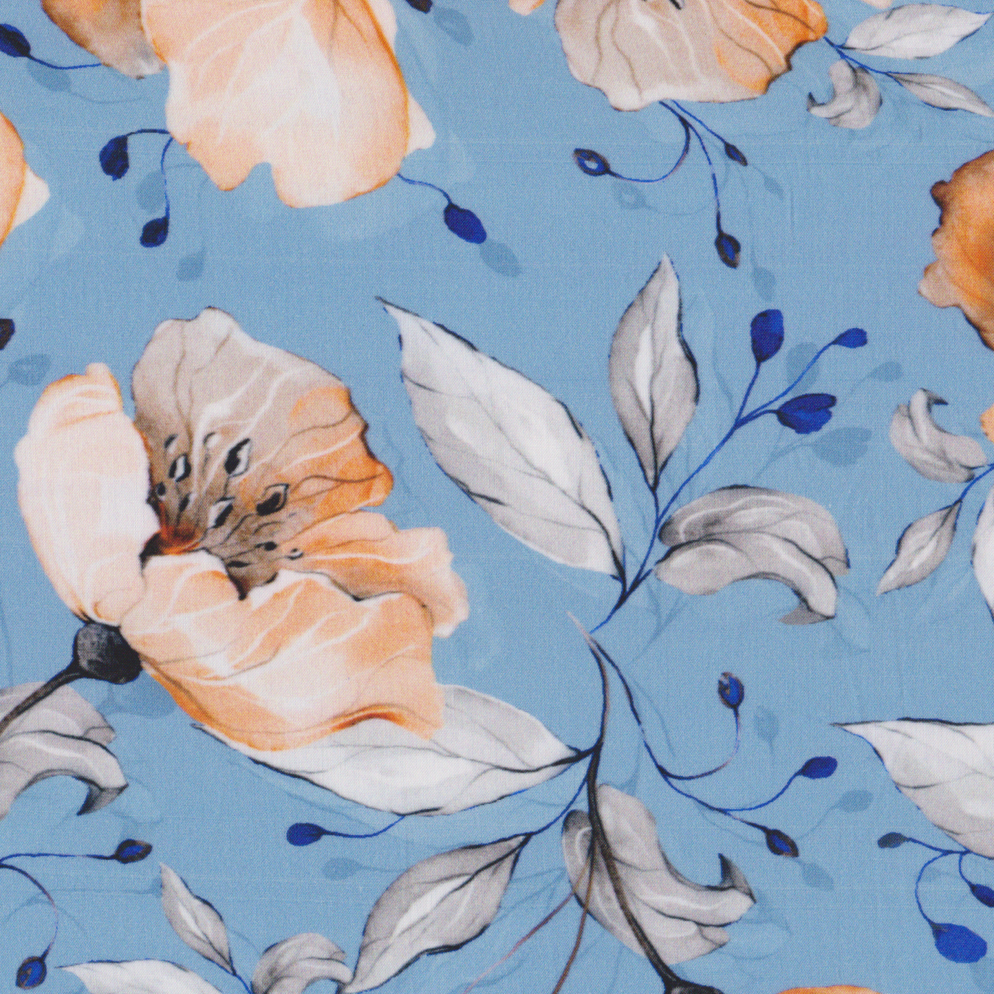 Viscose Floral Azul
