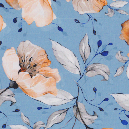 Viscose Floral Azul