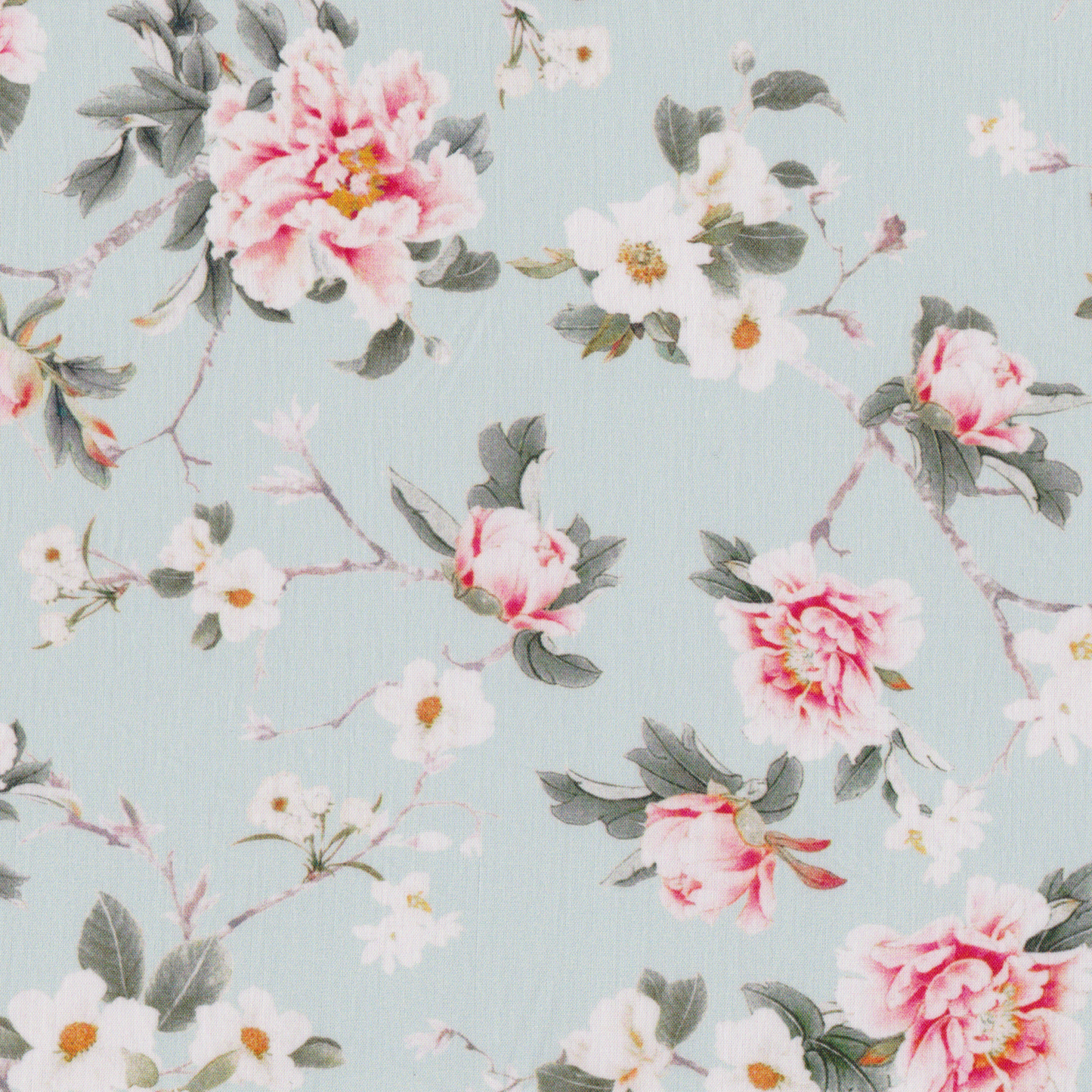 Viscose Floral Azul Claro