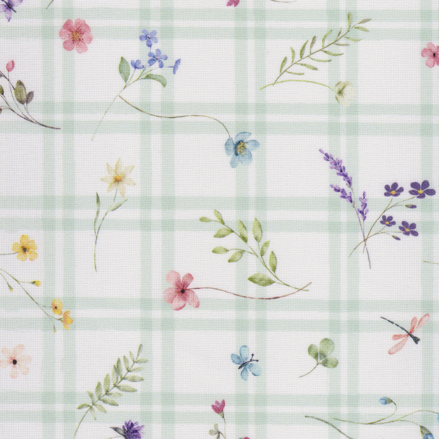 Tecido Anti-Nódoas Floral Quadrados