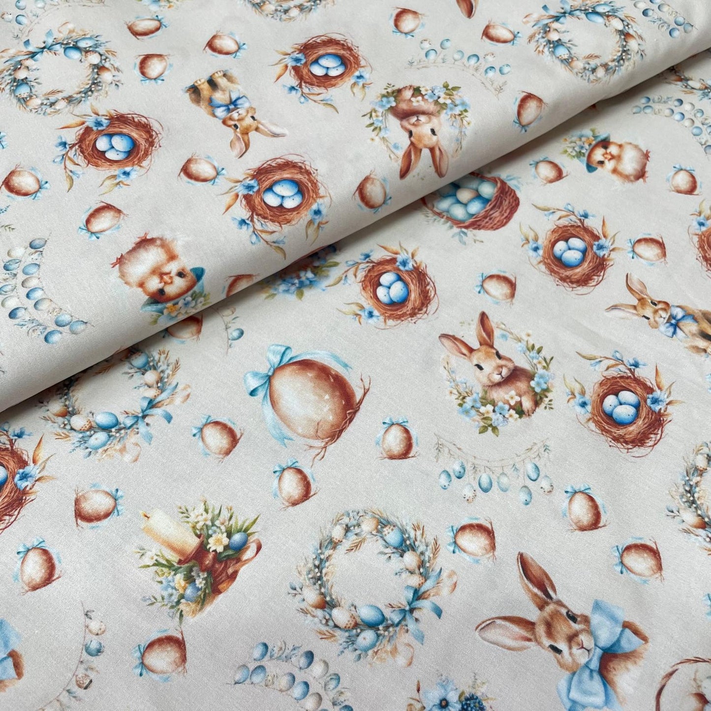 Poplin Cestos e Coelhos Bege