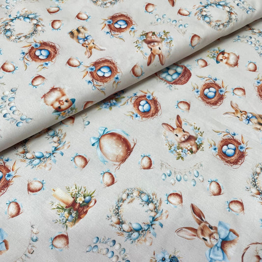 Poplin Cestos e Coelhos Bege