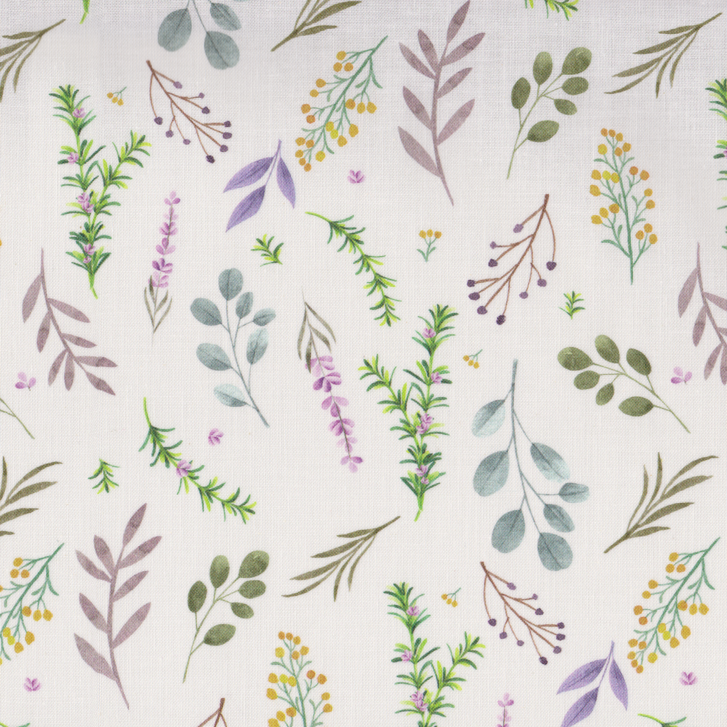 Poplin Folhinhas Verde e Lavanda