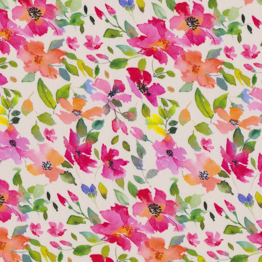 Viscose Floral Rosa Forte