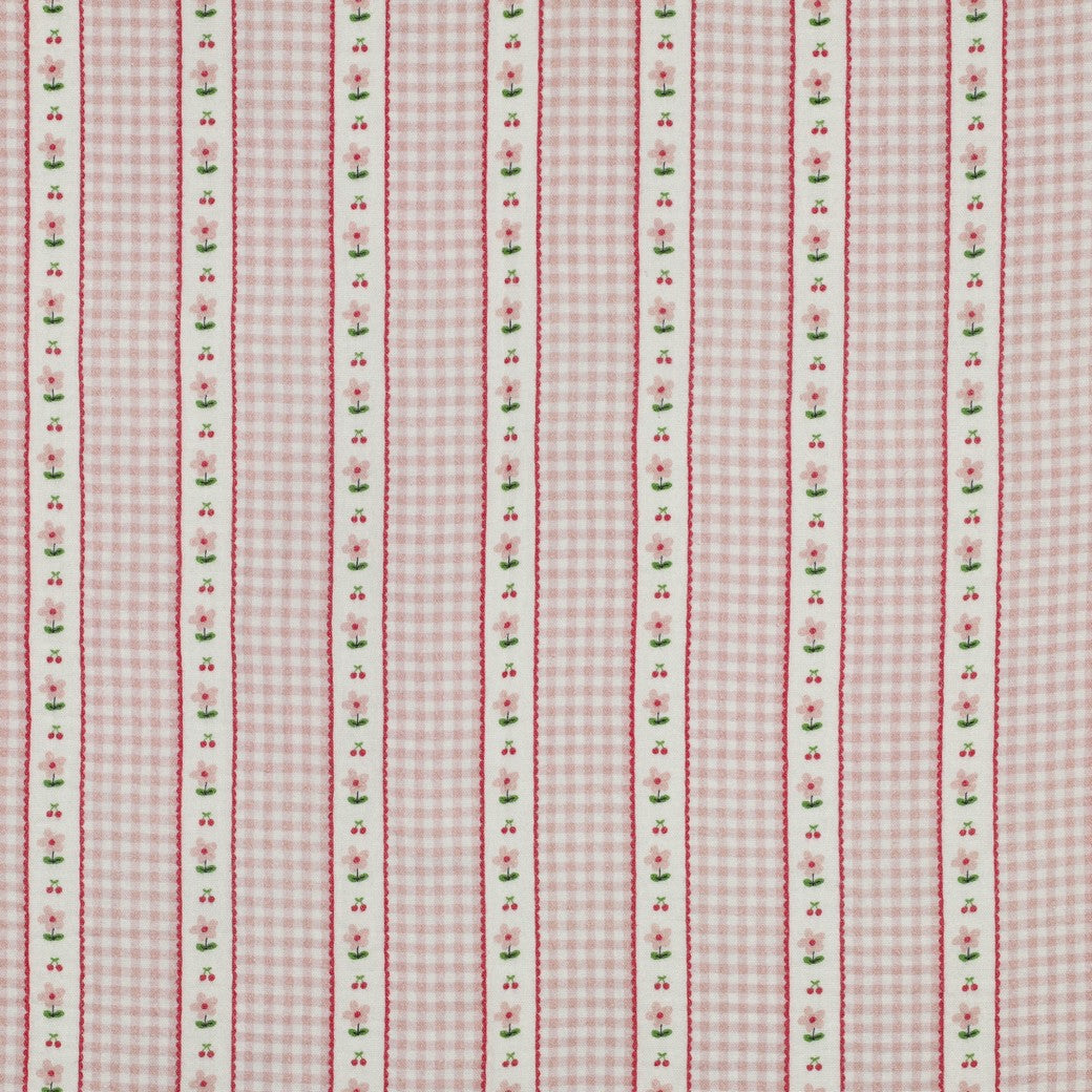 Musselina Riscas Floral Rosa