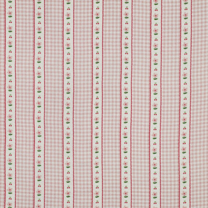 Musselina Riscas Floral Rosa