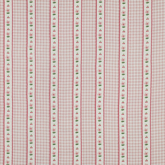 Musselina Riscas Floral Rosa
