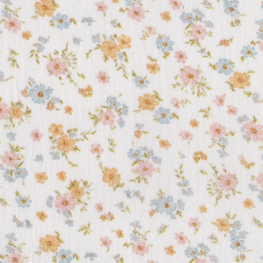 Musselina Florinhas Rosa e Amarelo