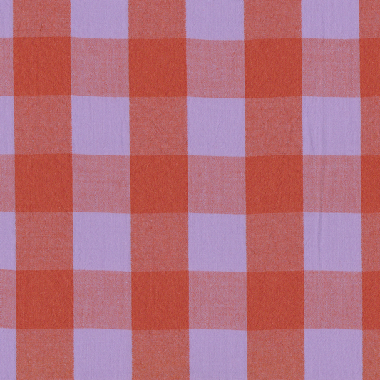 Poplin Vichy Grande Laranja e Lilás