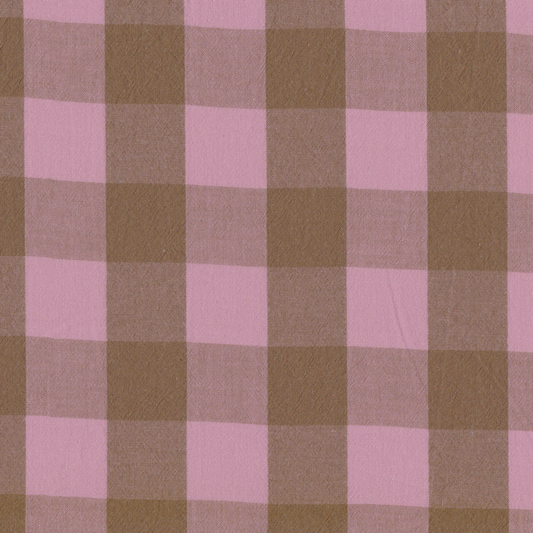 Poplin Vichy Grande Castanho e Rosa