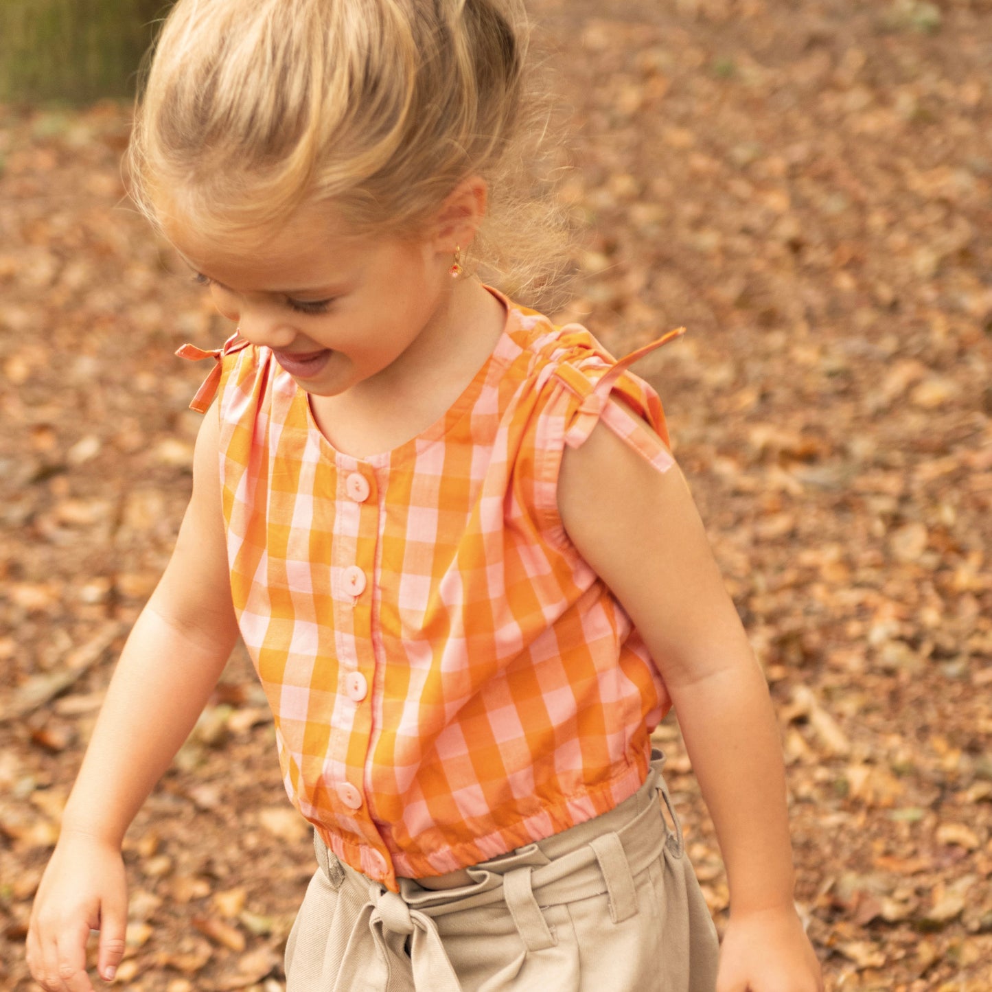 Poplin Vichy Rosa e Laranja