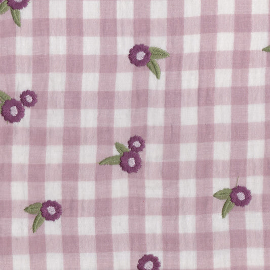 Musselina Xadrez Violeta Bordada