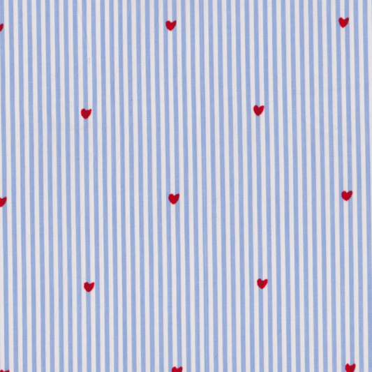 Poplin Yarn Riscas Azul com Corações
