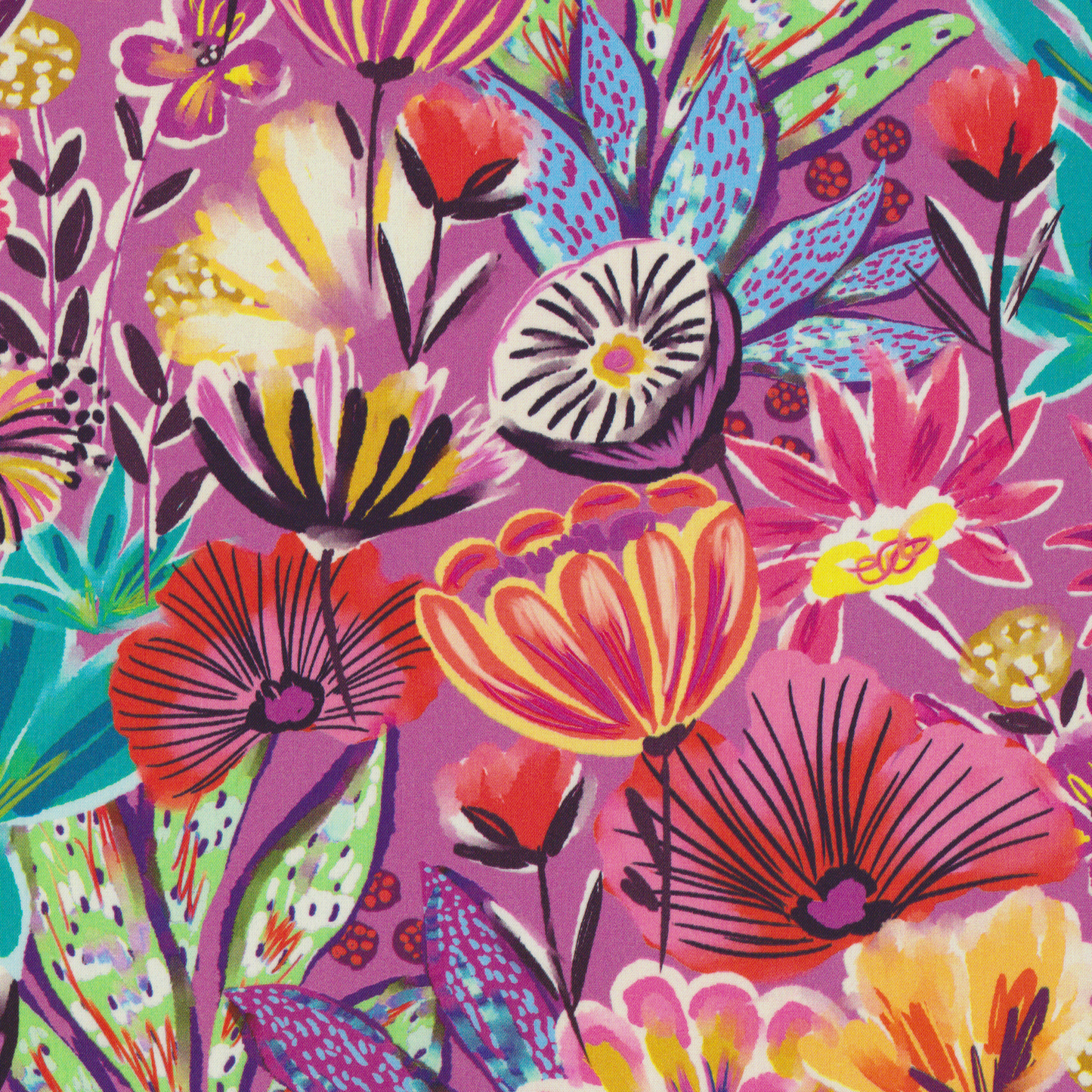 Poplin Flores Roxo